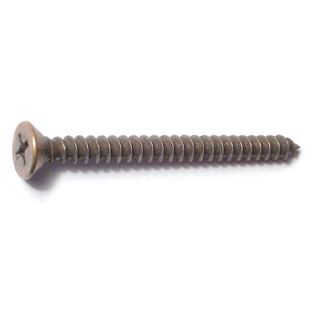 Midwest Fastener Wood Screw, #9, 2 in, Plain Brass Flat Head Phillips Drive, 12 PK 69896